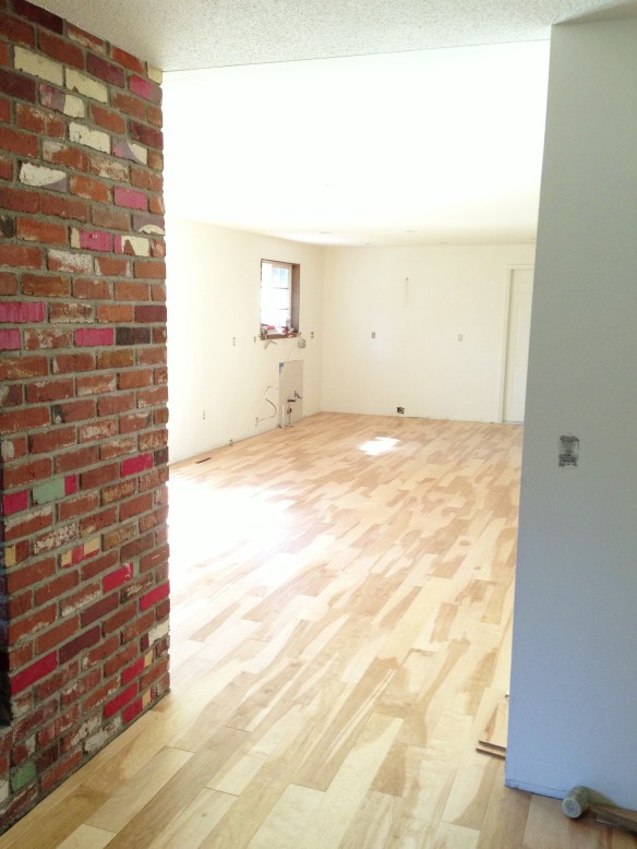 Hardwood floor installation, popcorn ceiling skim coat